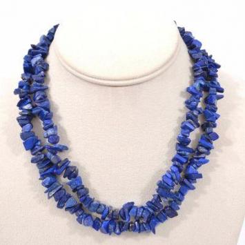 Magnifique collier vintage de perles de lapis et collier de perles d’eau douce